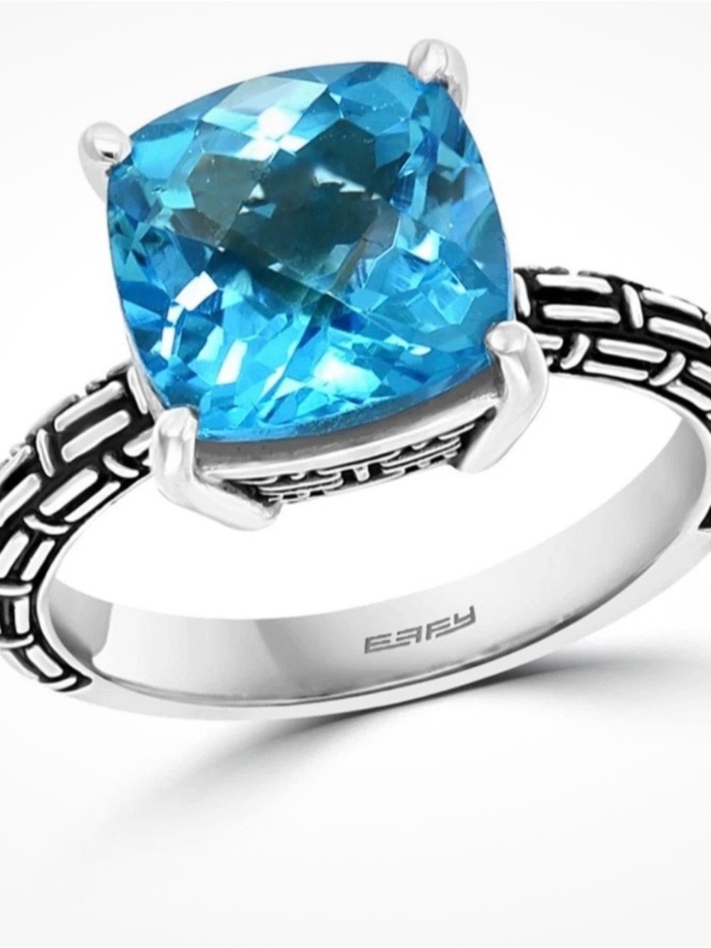 4.5 Kt. GORGEOUS BRILLIANT Effy Ring with Bright Topaz Cushion Cut Gemstone - Picture 4 of 10